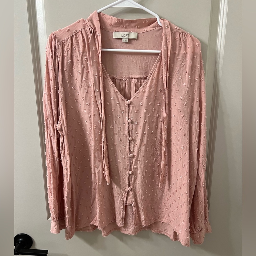 LOFT Women's Pink Button-Down Top